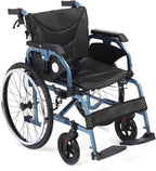 Medwarm Foldable Lightweight Wheelchairs with Handbrakes for Adults, Weights Only 30 lbs, Transport Wheelchairs with Flip Up & Height Adjust Armrest (22inch Rear Wheel)