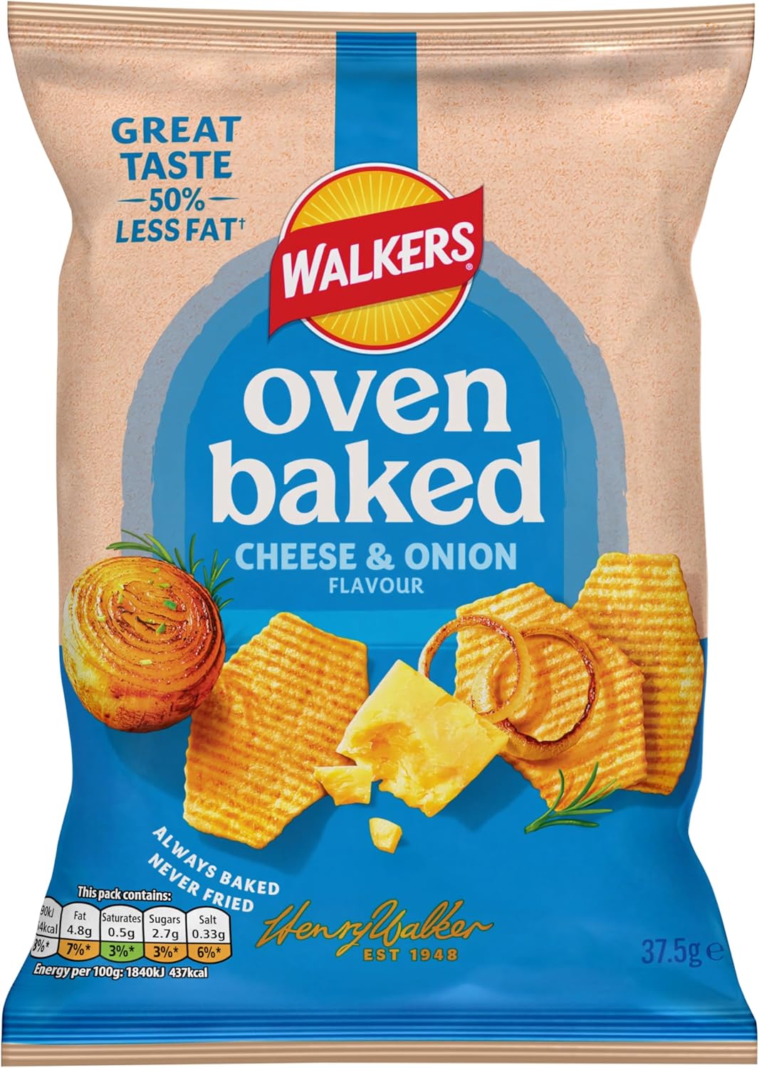 Baked Walkers Cheese and Onion 37.5 g (Pack of 32)