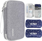 suzamed Insulin Cooler Travel Case,EVA Insulation Travel Medicine Kit with 2 Ice Packs for Diabetes Care,Insulin Pen and Other Diabetic Supplies (Grey)