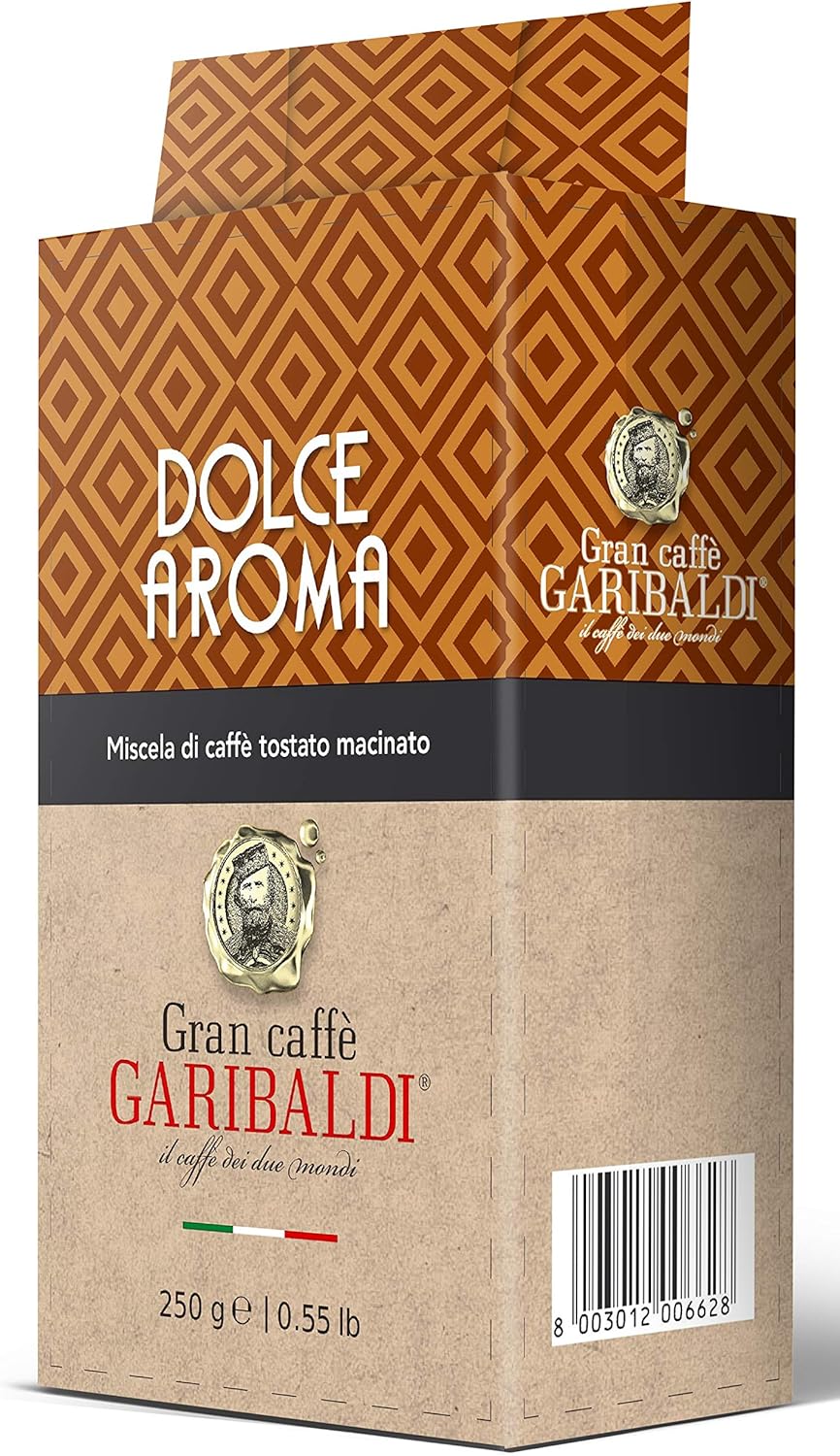 Gran Caffè Garibaldi Ground Espresso Coffee – Finely Ground for Espresso Machines & Cafe Brews – Premium Arabica Blend, Rich & Smooth Roast – Italian Roasted Coffee, 250g (Dolce Aroma)