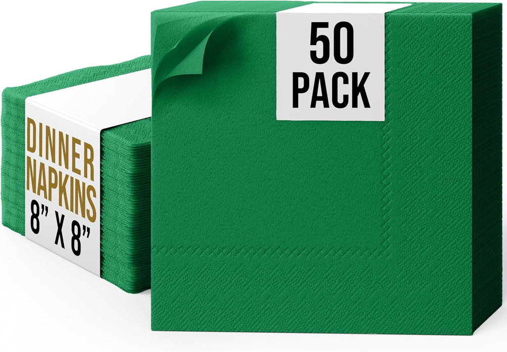 Party Solids Emerald Green Dinner Napkins Disposable Everyday 50 Pcs 2 Ply Emerald Green Napkins Disposable Paper Everyday For Parties & Party Supplies