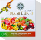 Meşhur Safranbolu Lokumcusu Turkish Delight with Mixed Fruit, Authentic Handmade Turkish Candy Gift Box,Vegan candy and Gluten-Free Gourmet Mediterranean Sweet Treat, Premium Traditional Lokum Dessert (11.3 oz)