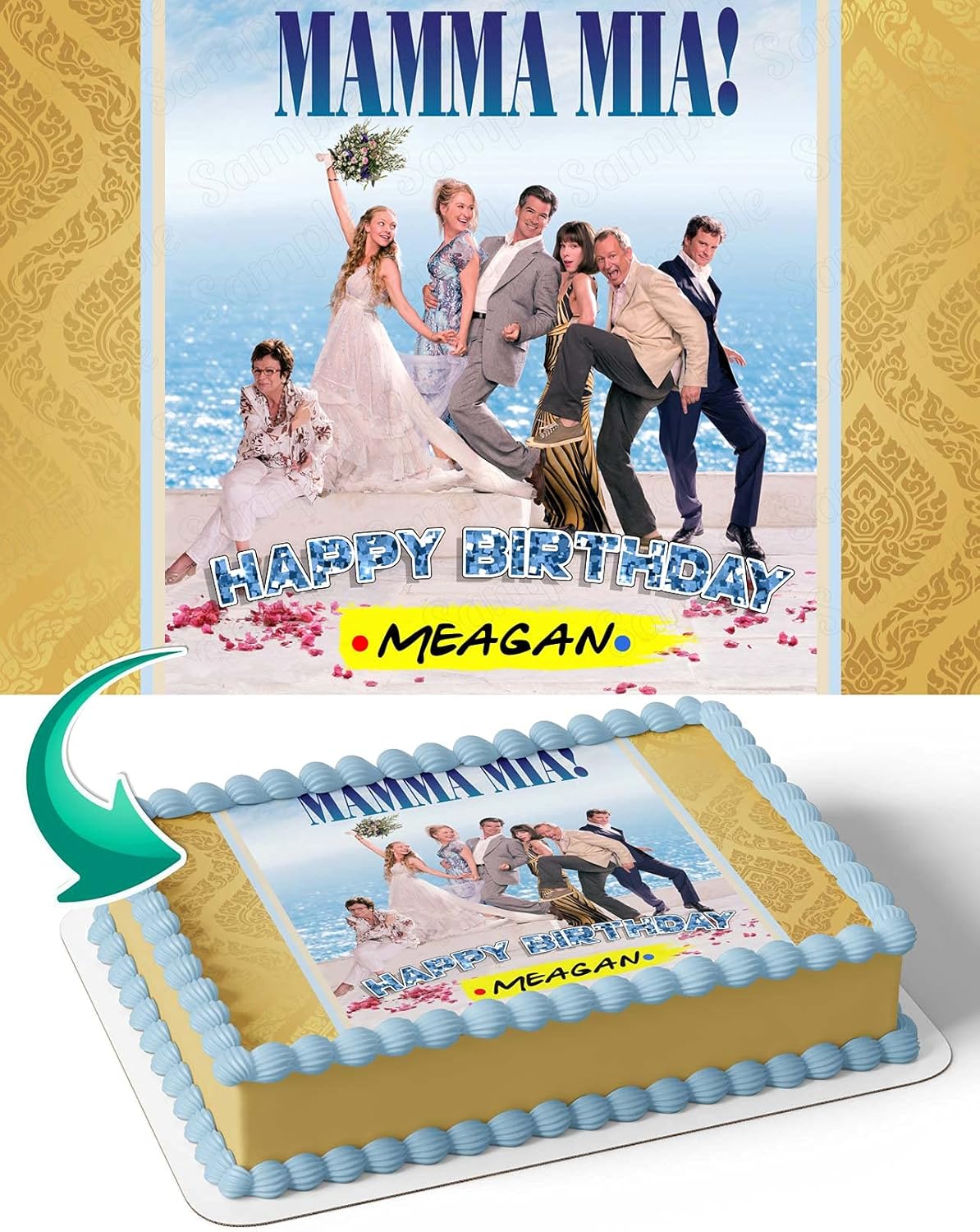 Cakecery Mamma Mia Edible Cake Image Topper Personalized Birthday Cake Banner 1/4 Sheet