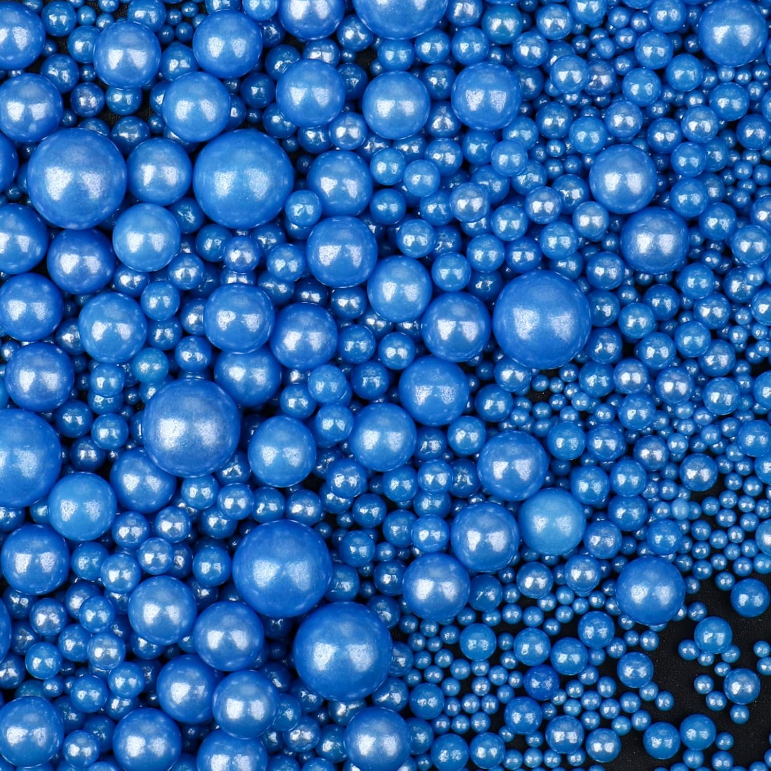 Blue Sprinkles for Cake Decorating, 130g/4.6oz Edible Royal Blue Pearl Sprinkles Mix, Sugar Candy Pearls for Baking, Cookie Decorations and Cupcake Toppings, Wedding Party Supplies