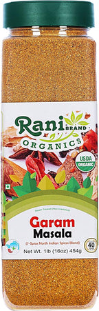Rani Organic Garam Masala (7-Spice North Indian Spices Blend) 16oz (1lb) 454g PET Jar ~ All Natural | Salt-Free | Vegan | Gluten Friendly | NON-GMO | Indian Origin | USDA Certified Organic