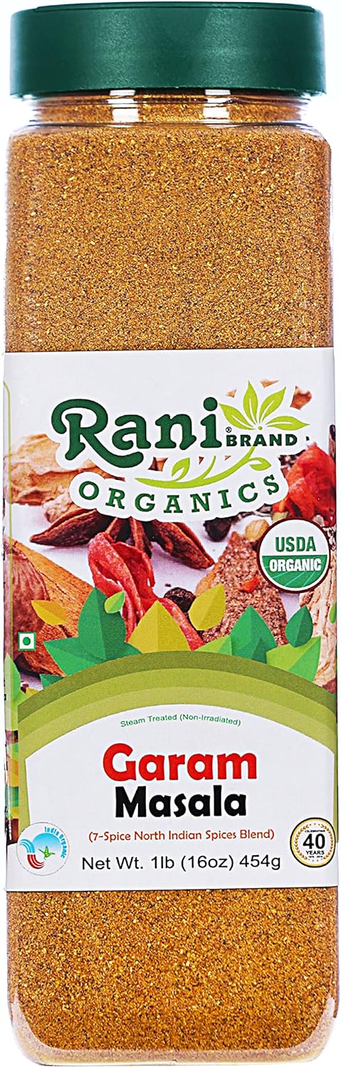 Rani Organic Garam Masala (7-Spice North Indian Spices Blend) 16oz (1lb) 454g PET Jar ~ All Natural | Salt-Free | Vegan | Gluten Friendly | NON-GMO | Indian Origin | USDA Certified Organic