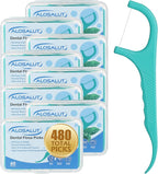 480 Count Dental Floss Picks – Mint Flavored Flossers with Built-in Toothpick for Deep Cleaning – 8 Portable Boxes of 60 – Strong & Smooth Floss Sticks for Family Home Travel for Adults
