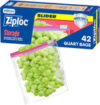 Ziploc Quart Food Storage Slider Bags, Durable, 42 Count