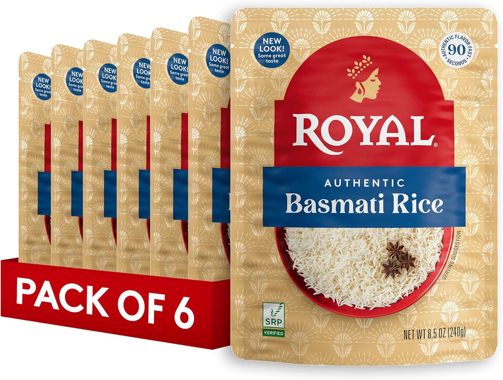Royal Basmati Rice - Ready to Heat Basmati Rice - (6 Pack) 8.5 oz Microwaveable Pouch