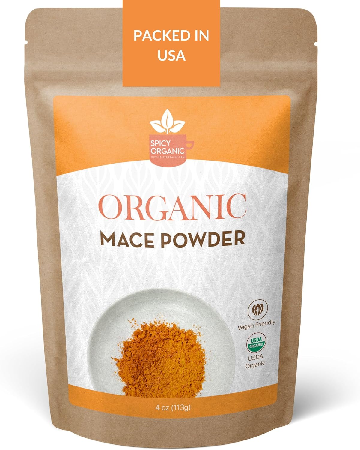 SPICY ORGANIC Ground Mace - 100% Pure USDA Organic -Non-GMO Mace Spice - 4 OZ