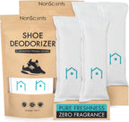 NonScents Shoe Deodorizer 2-Pack (4 Count) - Odor Eliminator, Air Freshener, Smell Absorber, Scent Remover for Shoes, Gym Bags, Soccer Cleats, Closets, Pet Area, Reusable - Shoe Deodorant