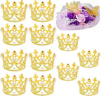 12PCS Crown Cake Topper for Flower Bouquets,Pearl Tiara Princess Gold Crown for Wedding Birthday Baby Shower Party Decor