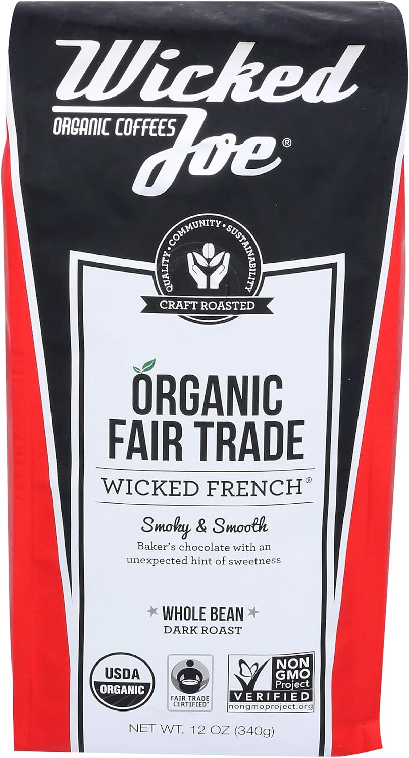 Wicked Joe Coffee French Whole Bean, 12 oz, red