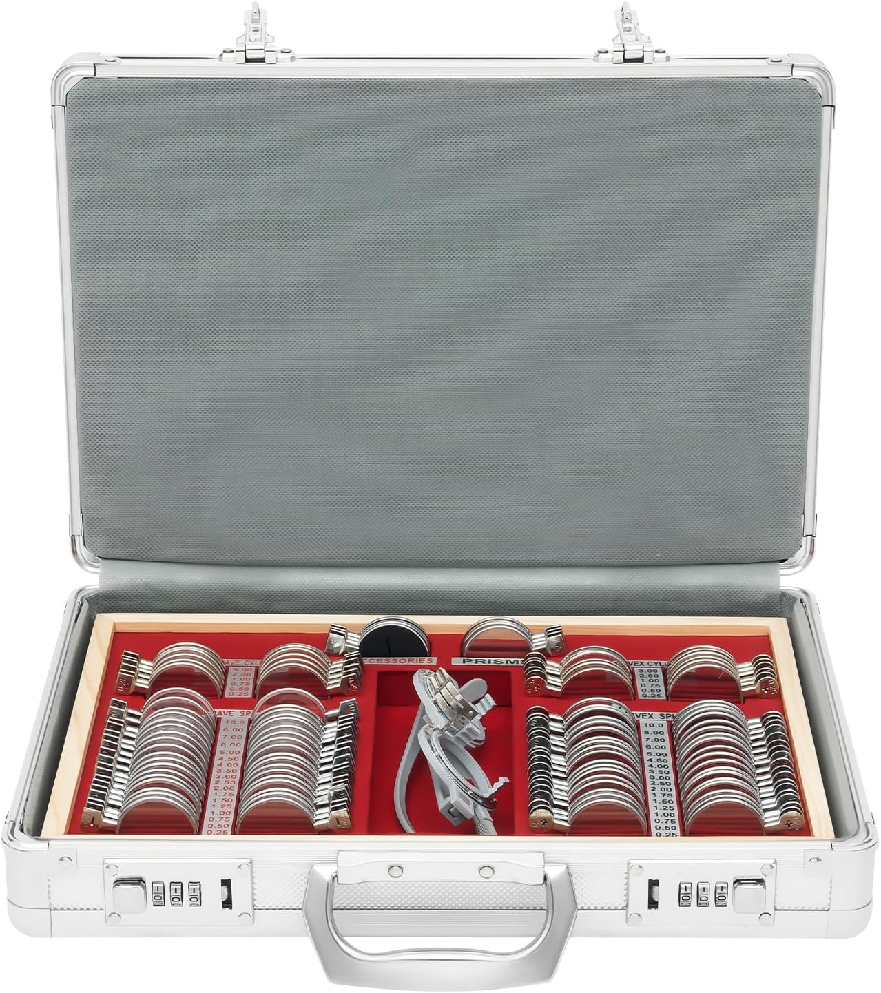 104 PCS Optical Trial Lens Set, Metal Rim Optometry Test Trial Frame with Case, Precise Optical Lens Optometry Kit for for Eyeglasses Shop