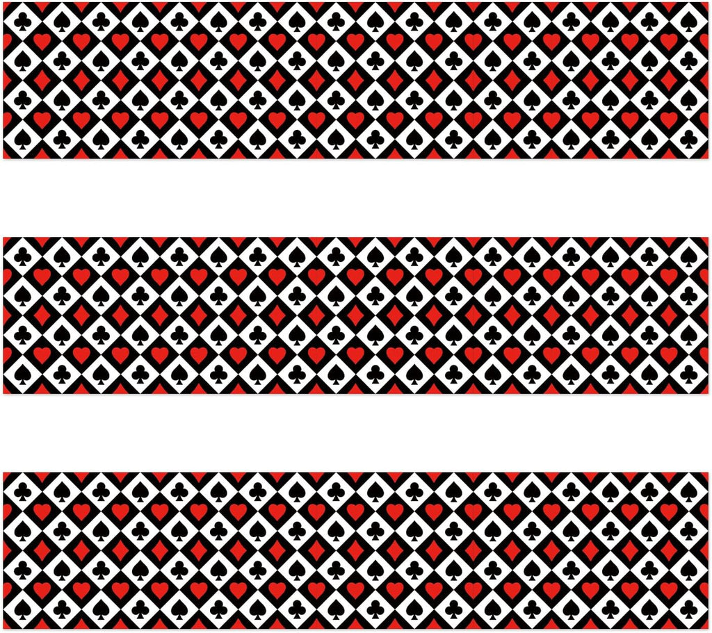 3pcs Casino Theme Edible Cake Border Strips, 28x6.2cm/11x2.44in Pre-cut Glutinous Rice Paper with Las Vegas Poker Pattern Cake Images Wrap Decorations for Party