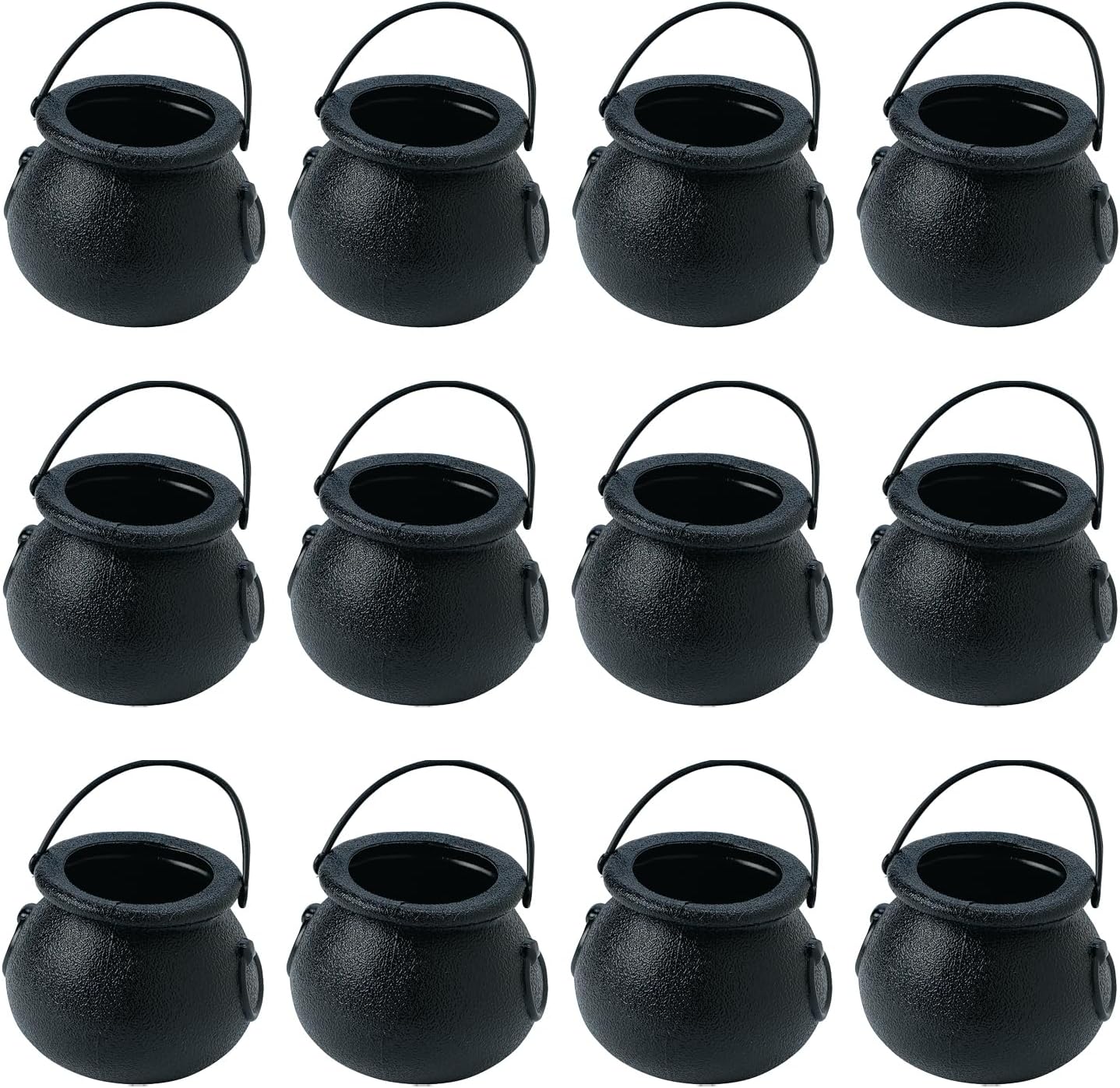 Fun Express 1 Dozen Mini Cauldron Candy Kettles, St. Patrick's Day, Halloween, Bachelorette Parties, Witches and Wizards, Birthday, Baby Showers Party Decoration Supplies, Black