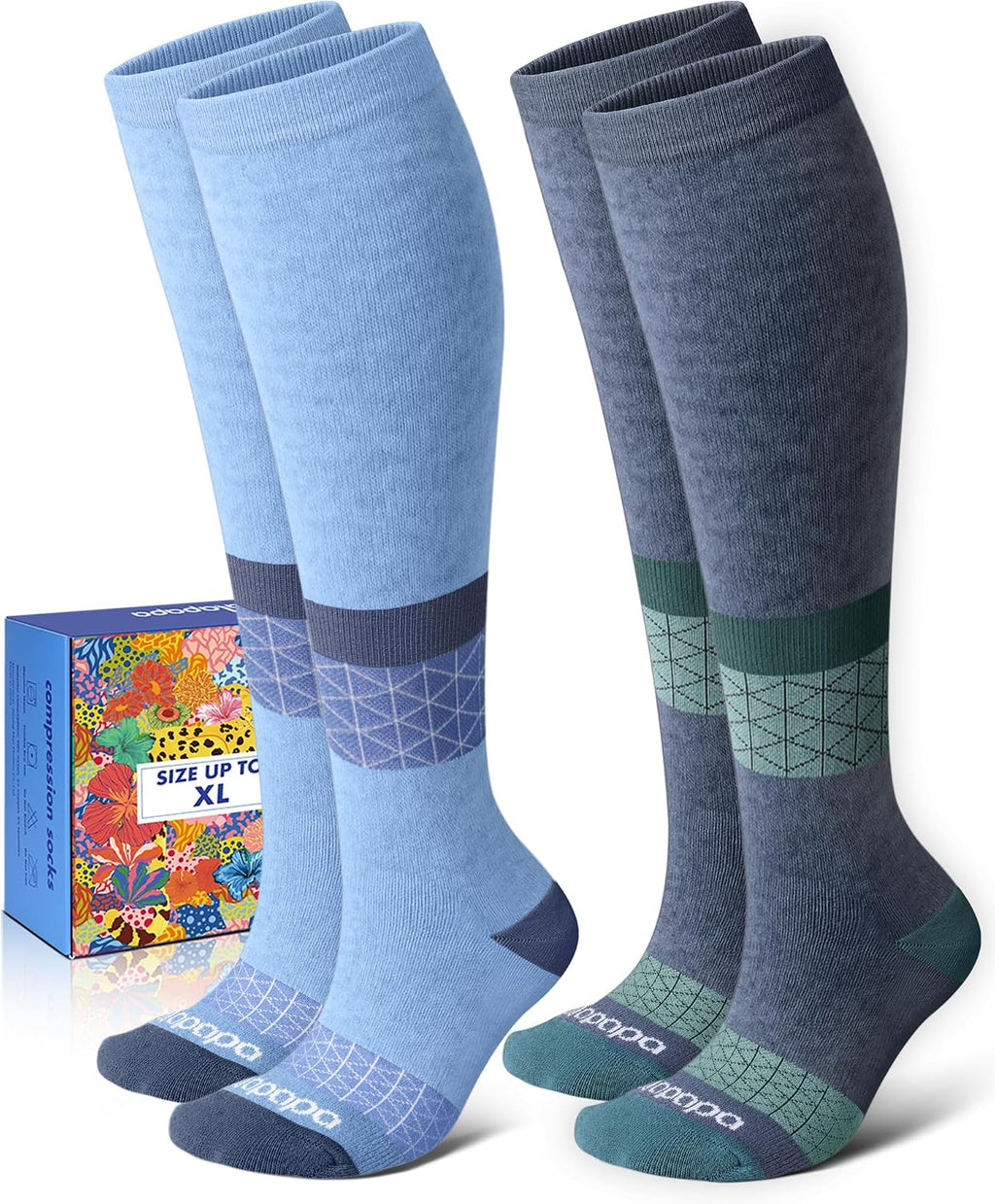 Thick Soft Cotton Compression Socks for Women Men 15-20mmHg Knee High Breathable Cotton Socks for All Day Comfort