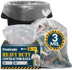 Reli. Contractor Garbage Bags 55 Gallon | 20 Trash Bags | Heavy Duty | Clear Contractor