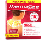 ThermaCare Heat Wraps for Neck & Shoulder Pain Relief - Portable Adhesive Heating Pads with 16-Hour Therapeutic Heat - Drug-Free Muscle & Joint Soothing Patches (5-Count)