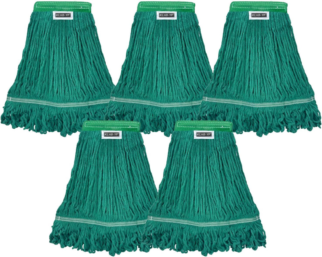 Heavy Duty Wet Industrial Cleaning Mop Head – 21 oz Green mop Head Replacement Cotton Washable Industrial mop Heads Heavy Duty for Commercial & Home Cleaning（Green）