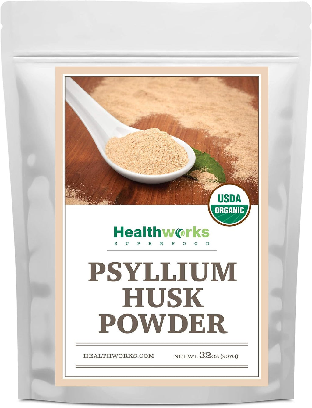 Healthworks Superfoods Organic Psyllium Husk Powder - 32 Oz / 2 Lbs - Raw - Certified Organic - Finely Ground Powder from India - Keto, Vegan & Non-GMO - Fiber Support