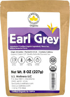 Earl Grey Tea, FLORAL & CITRUSY, Natural Bergamot Flavor Blended with ORGANIC Loose Leaf Tea, 110+ Cups, 8oz, ORGANIC CEYLON, OP Grade Tea, U.S.A Processed & Quality Control