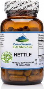 Pure Mountain Botanicals Stinging Nettle Leaf Capsules - Kosher Vegan Nettle Capsules with 500mg Organic Stinging Nettles Leaf