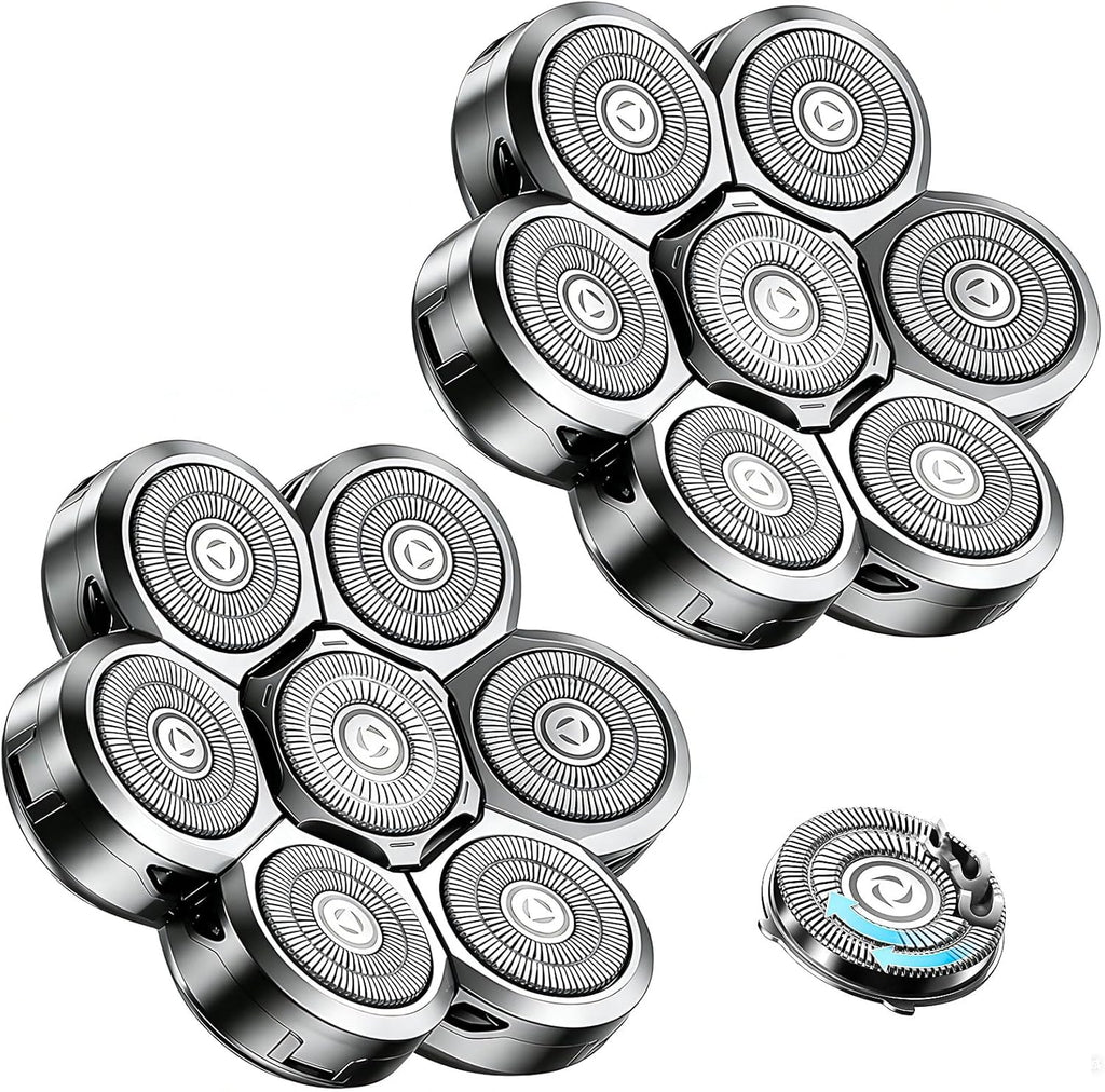 7 Head Shaver Replacement Heads for Freebird Bald Men, Head Shavers for Men,Shaver Replacement Blades for SHPAVVER/Wyklaus/Cyruzi Shaver Head (Silver/2 count)