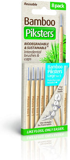 Piksters Bamboo Interdental Brushes | Sizes 00-6 | 8 Pack (8 Pack, Size 5 (Blue))
