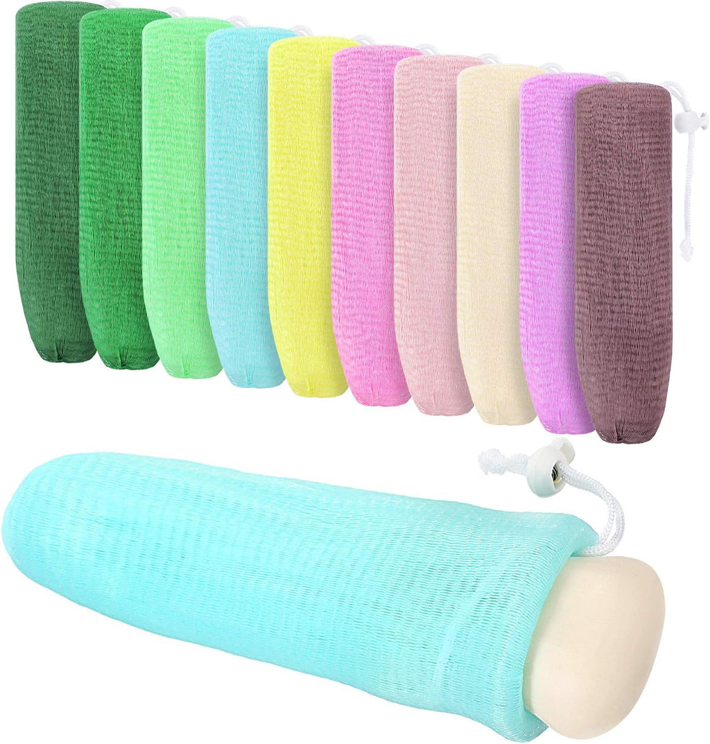 Boao Mesh Soap Bar Loofah Exfoliating Mesh Soap Saver Bag Pouch Bubble Foam Net for Body Facial Shower Cleaning Tool(10 Pieces)