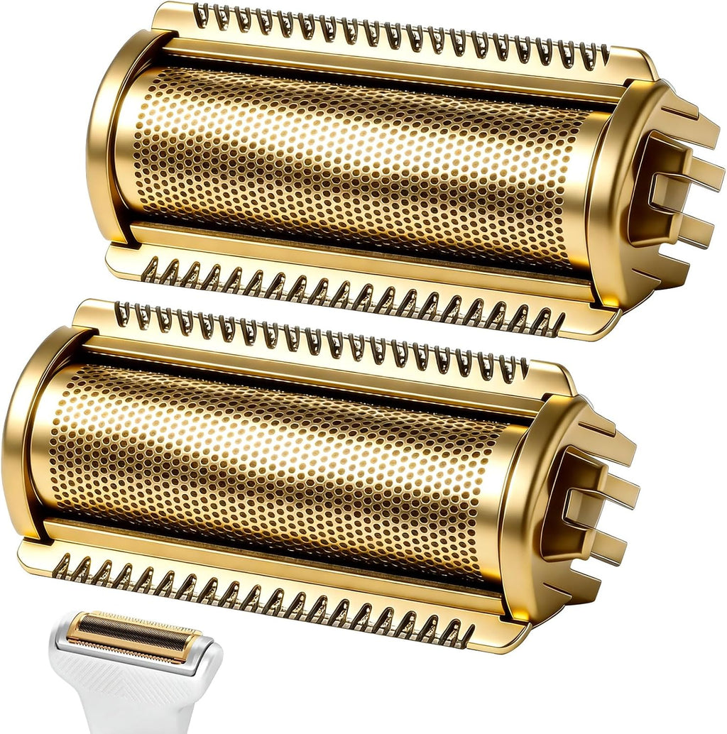 2 Pack Replacement Foil Blade Compatible with MANSCAPED The Lawn Mower 5.0 Ultra Hair Trimmer,Stainless Steel Groin Hair Foil Shaver Head for Close Body Hair Grooming,Gold