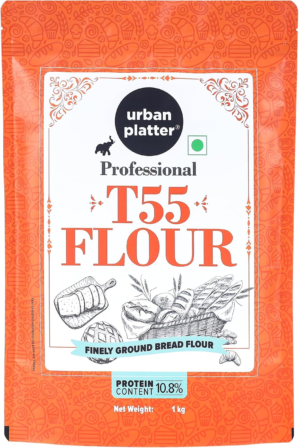 French T55 Fine Wheat Bread Flour , 1 KG (35.27 OZ) [Farine Francaise De Ble Premium Quality Choice of Artisan Bread Baker]