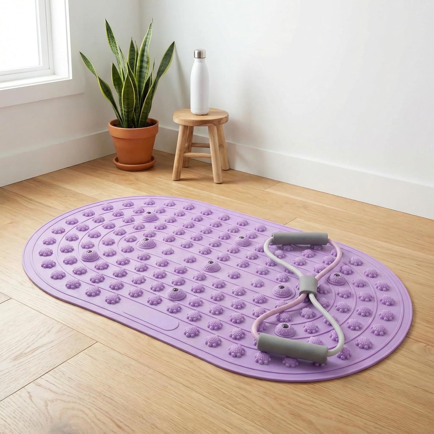 Ergonomic Silicone Foot Pressure Relief Pad with Magnetic Disc, 8-Shaped Resistance Band with Handles for Men & Women - Portable Foot Massage Mat for Home Fitness, Yoga & Daily Comfort