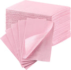 JMU Pink Dental Bibs, 50 Pack 3-Ply Waterproof Disposable Dental Bibs 13"x18" for Dental Clinic, Tattoo Shop, Nail Salon