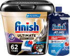 Bundle of Finish Ultimate Plus Infinity Shine - 62 Count - Detergent + Finish Jet-Dry Rinse Aid 23 fl oz