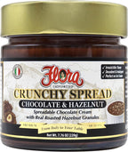Flora Fine Foods Chocolate & Hazelnut Crunchy Spread | Imported from Italy | 7.76 oz jar | Spreadable Chocolate Sweet Butter (Single Jar)