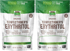 NOW Foods, Organic Confectioner's Erythritol Powder, Replacement for Powdered Sugar, Zero Calories, 1-Pound (Packaging May Vary) (Pack of 2)