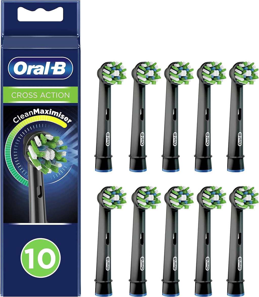 Oral-B Pro Cross Action Black Replacement Brush Heads for Electric Toothbrushes, XXL Pack of 10 Refills