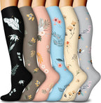 FuelMeFoot 6 Pairs Compression Socks for Women & Men 15-20mmHg Graduated Support Knee High Socks for Nurses, Travel, Athletic