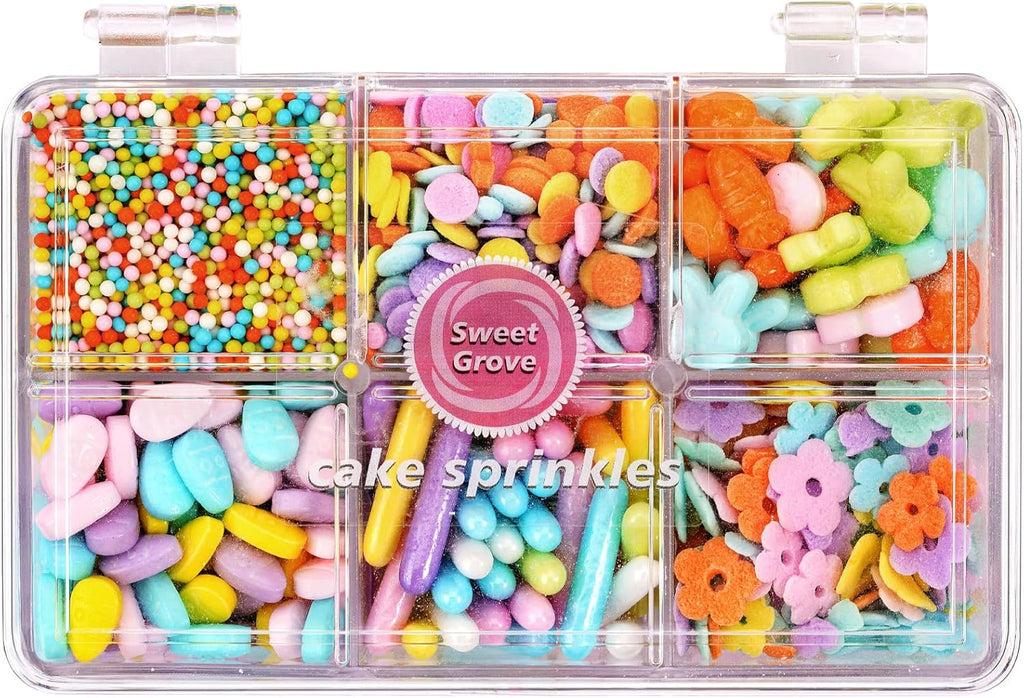 Easter Sprinkles for Cake Decorating - 6.53 oz Pastel Spring Sprinkles, Edible Sugar Candy Bunny Flower for Baking, Ice Cream, Cookies, Cupcake Topper