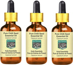 Pure Chilli Seed Essential Oil (Capsicum annum) with Glass Dropper Steam Distilled (Pack of Three) 100ml X 3 (10 oz)