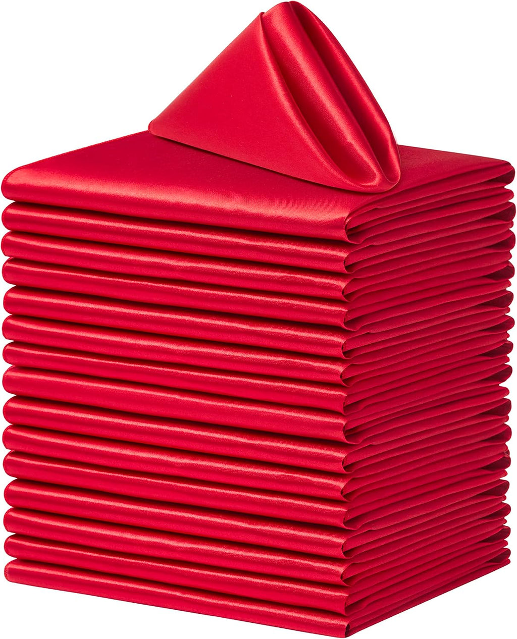 100 Pack Square Satin Dinner Napkins, 20x20 Inches Silky Soft Smooth Table Cloth Napkins for Restaurant Weddings Banquet Party Decoration, Red