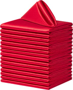100 Pack Square Satin Dinner Napkins, 20x20 Inches Silky Soft Smooth Table Cloth Napkins for Restaurant Weddings Banquet Party Decoration, Red