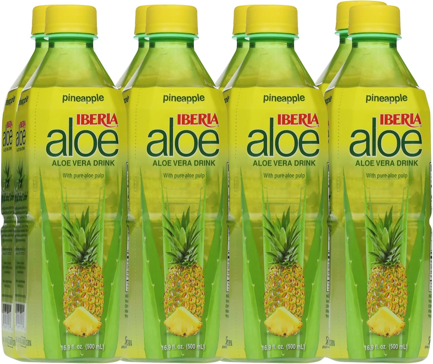 Iberia Aloe Vera Juice Drink with Pure Aloe Pulp, Pineapple, 16.9 Fl Oz (Pack of 8)