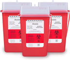 Sharps Container for Home Use and Professional 1 Quart (3-Pack) by Alcedo | Biohazard Needle and Syringe Disposal | Small Portable Container for Travel