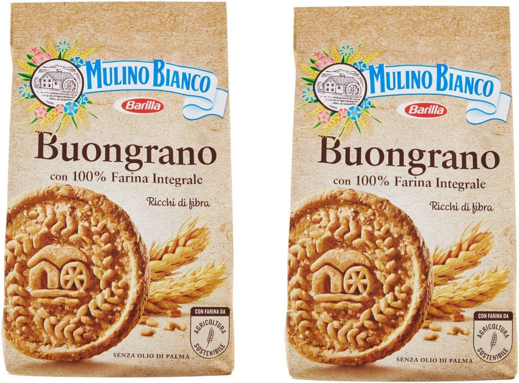 Mulino Bianco: "Buongrano" whole wheat shortbread - 12.34 Oz (350g) Pack of 2 [ Italian Import ]