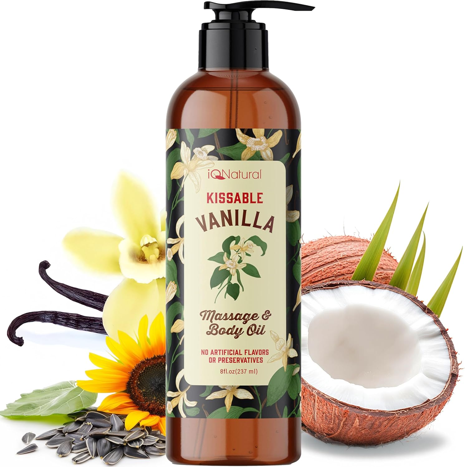 Fractionated Coconut Oil for Skin, Edible Massage Oils for Date Night, Oil for Massage Therapy, BodyOil for Intimacy, Sensual Massage, Warming Massage Oils for Date Night Heat Edible - 8oz