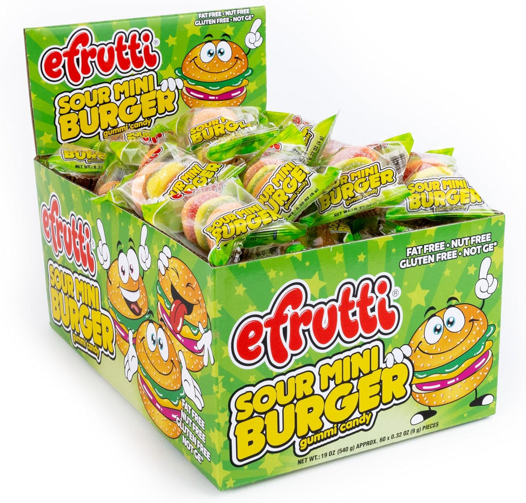 E.Frutti, Sour Mini Burger Gummi, Count 60 (0.31 oz) - Sugar Candy/Grab Varieties & Flavors