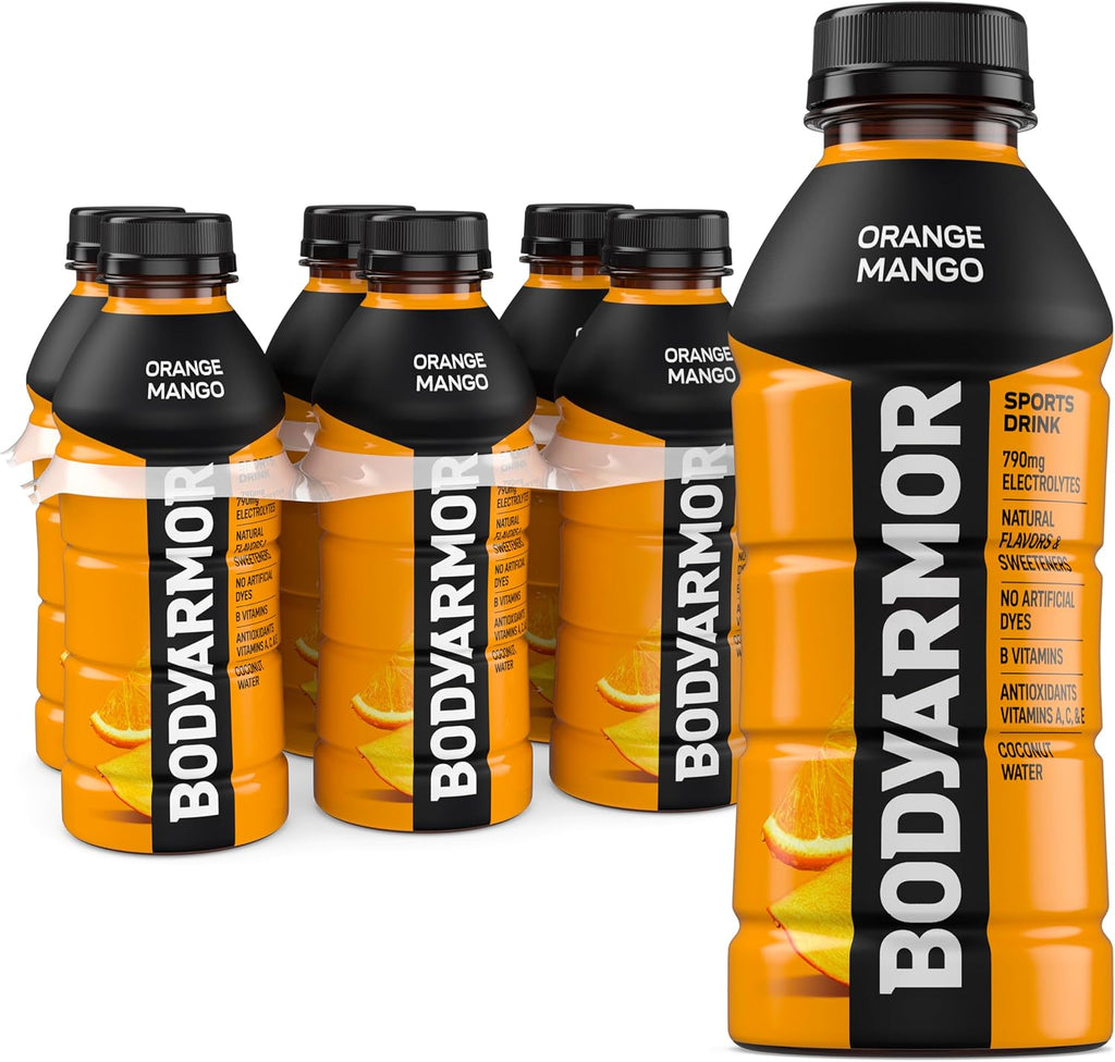 BODYARMOR Sports Drink, Orange Mango, Electrolyte Drink Hydration, 16 Fl Oz Bottles (6 Pack), Flavored Coconut Water with B Vitamins & Antioxidants