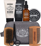 Rinse & Robust Beard Kit for Men, Christmas Gifts for Him, Beard Care & Grooming Travel Set, Beard Oil & Balm Gift Set with Toiletry Bag, Holiday Stocking Stuffers for Dad Husband Boyfriend
